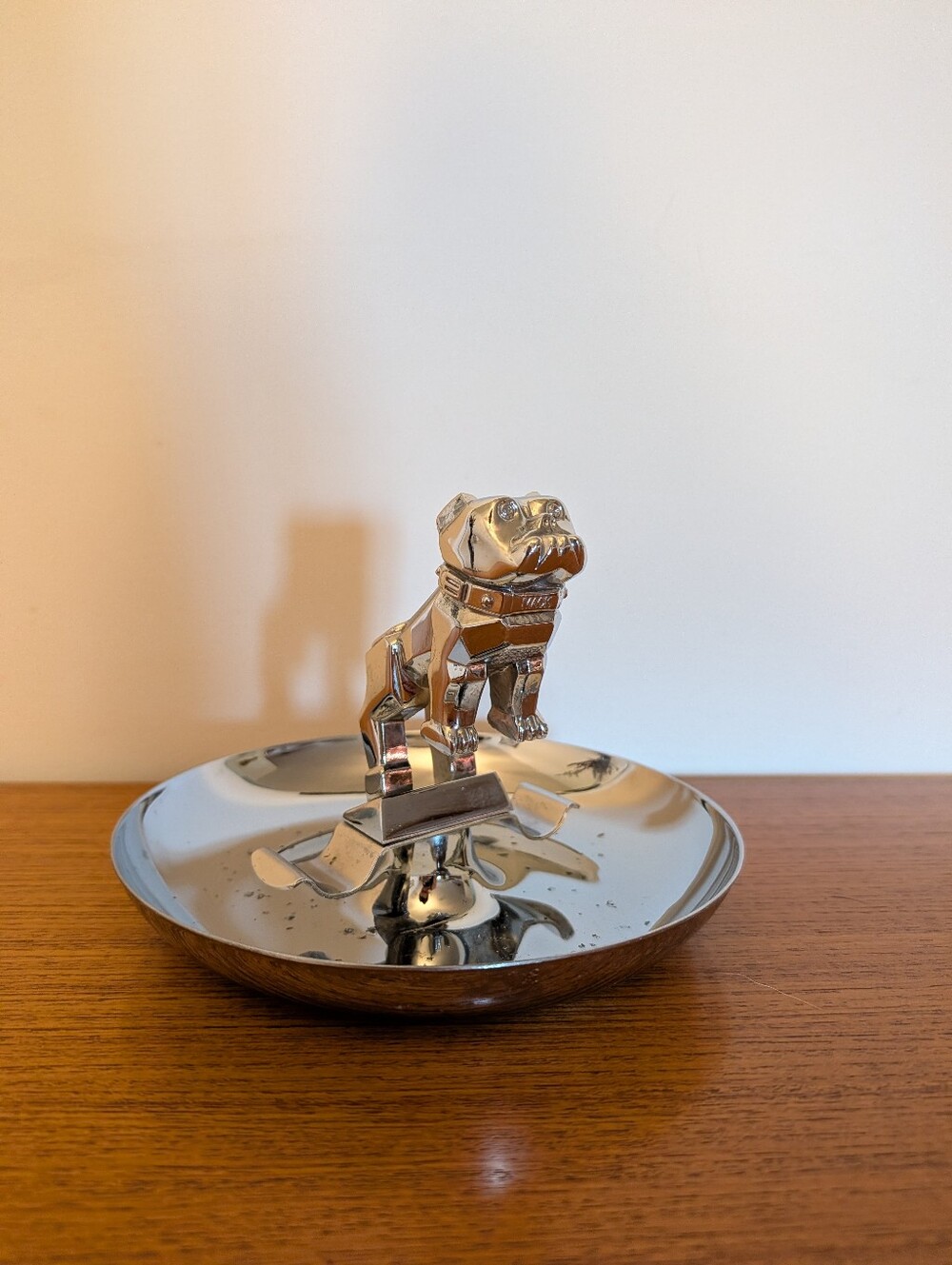 Vintage MCM Mack Truck Bulldog Chrome Ashtray Tobacciana Automobilia Trucker Vtg
